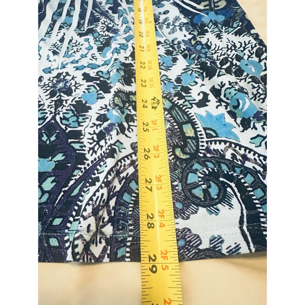 Boho Y2K Rock Blue Beaded Short Sleeve Blouse Large One World No Tag Summer - Picture 7 of 7
